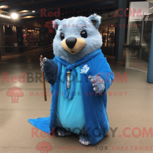 Blue Beaver maskot kostume...