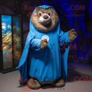 Blue Beaver maskot kostume...