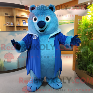 Blue Beaver maskot kostume...