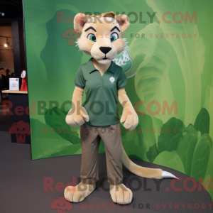 Oliven Puma maskot drakt...