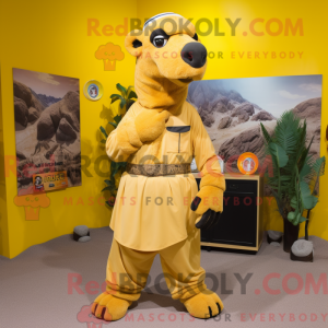 Yellow Camel mascot costume...