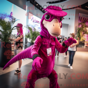 Magenta Velociraptor mascot...