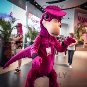 Magenta Velociraptor maskot...