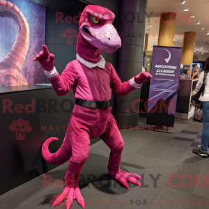 Magenta Velociraptor maskot...