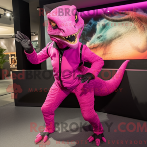 Magenta Velociraptor mascot...