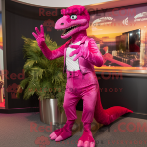 Magenta Velociraptor mascot...