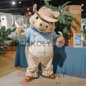 Beige Rhinoceros maskot...