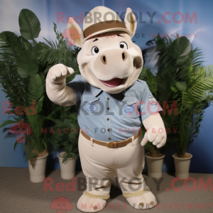Beige Rhinoceros maskot...