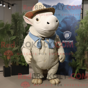 Beige Rhinoceros maskot...