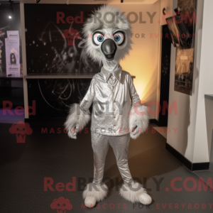 Sølv Emu maskot kostume...