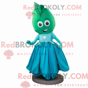 Cyan Spinach mascot costume...