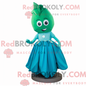 Cyan spinat maskot kostume...