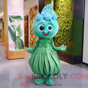 Cyan spinat maskot kostume...