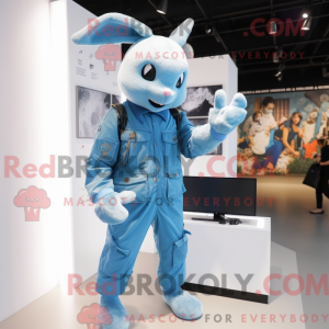 Sky Blue Wild Rabbit maskot...