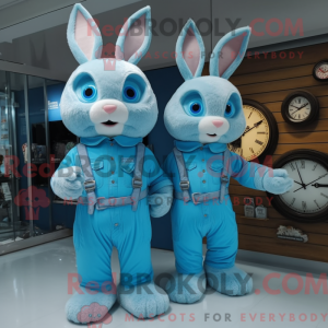 Sky Blue Wild Rabbit mascot...
