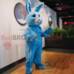 Sky Blue Wild Rabbit mascot...