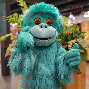 Cyan orangutang maskot...