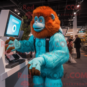 Cyan Orang-Utan Maskottchen...