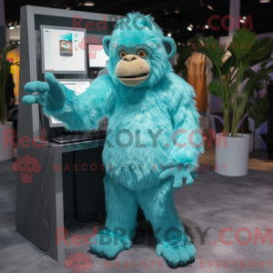 Cyan Orang-Utan Maskottchen...