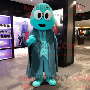 Teal Ghost mascot costume...