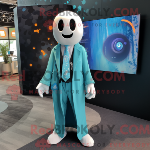 Teal Ghost mascot costume...