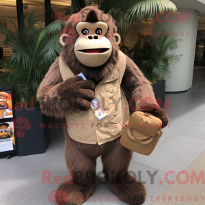 Tan Gorilla maskot kostume...