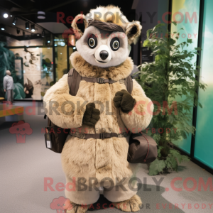 Tan Lemur maskot kostume...