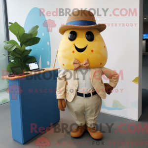Beige Mango maskot kostume...