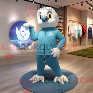 Cyan Eagle mascot costume...