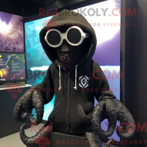 Sort Kraken maskot kostume...