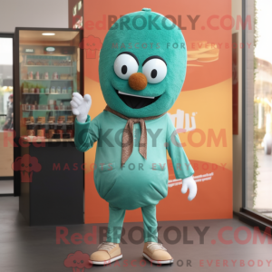 Teal Falafel mascot costume...