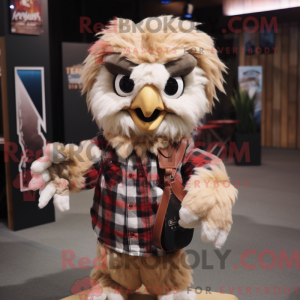 Beige Hawk mascot costume...