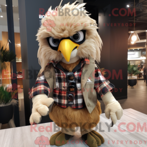 Beige Hawk mascot costume...