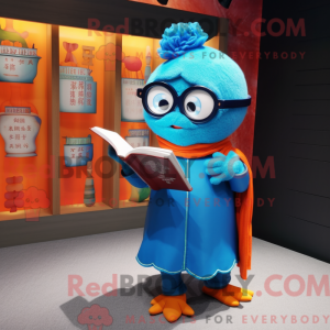 Blå mandarin maskot kostume...