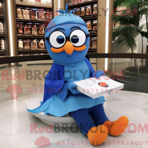 Blå mandarin maskot kostume...