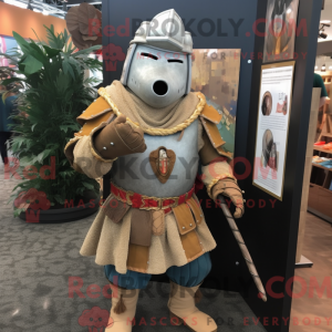 Tan Medieval Knight mascot...