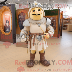Tan Medieval Knight mascot...