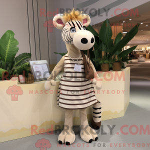 Beige Zebra maskot kostume...