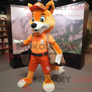 Orange Wolf mascot costume...