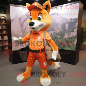 Orange Wolf maskot kostume...