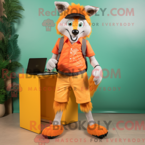 Orange Wolf mascot costume...