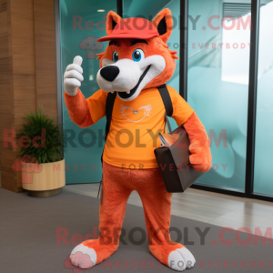 Orange Wolf maskot kostume...