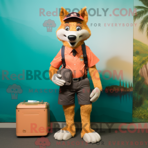 Orange Wolf maskot kostyme...