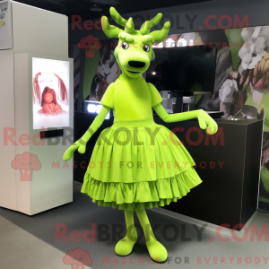 Lime Green Reindeer mascot...