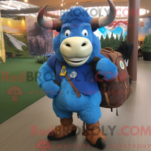 Blauer Bison Maskottchen...