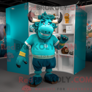 Cyan Minotaurus Maskottchen...