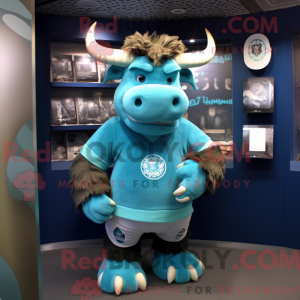 Cyan Minotaur mascot...