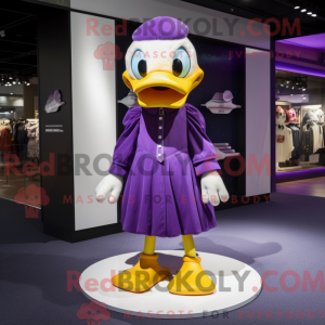 Purple Duck maskot kostume...