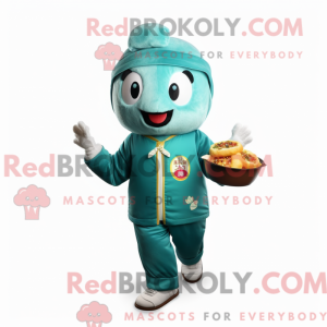 Teal Dim Sum mascot costume...