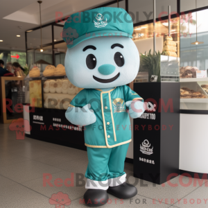 Teal Dim Sum mascot costume...